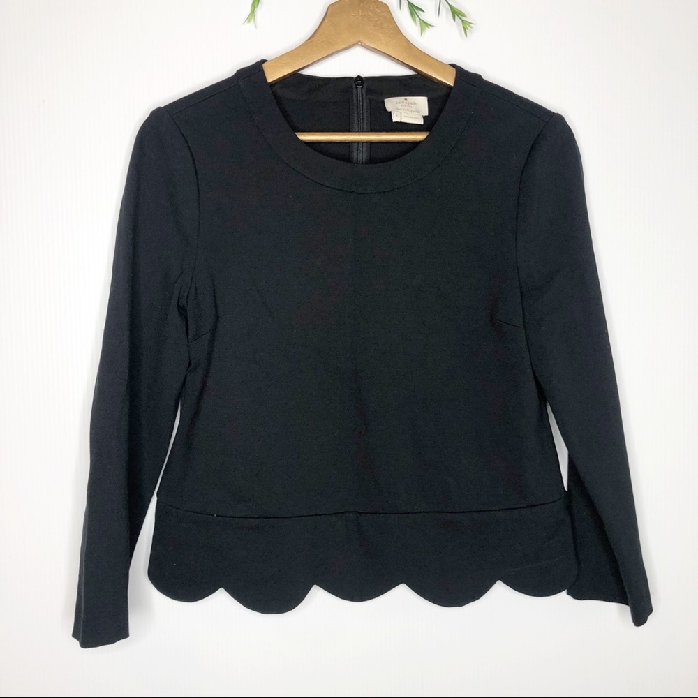 Kate Spade Black Scalloped Hem Top
